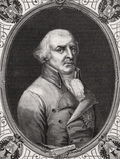 Karl Wilhelm Ferdinand, hertog van Brunswick-Lüneberg, gegraveerd door Stephane Pannemaker na Rambert, uit 